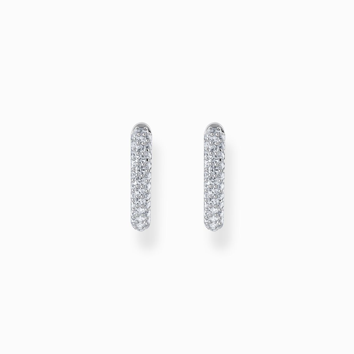 Silver hoop earrings with white zirconia pavé