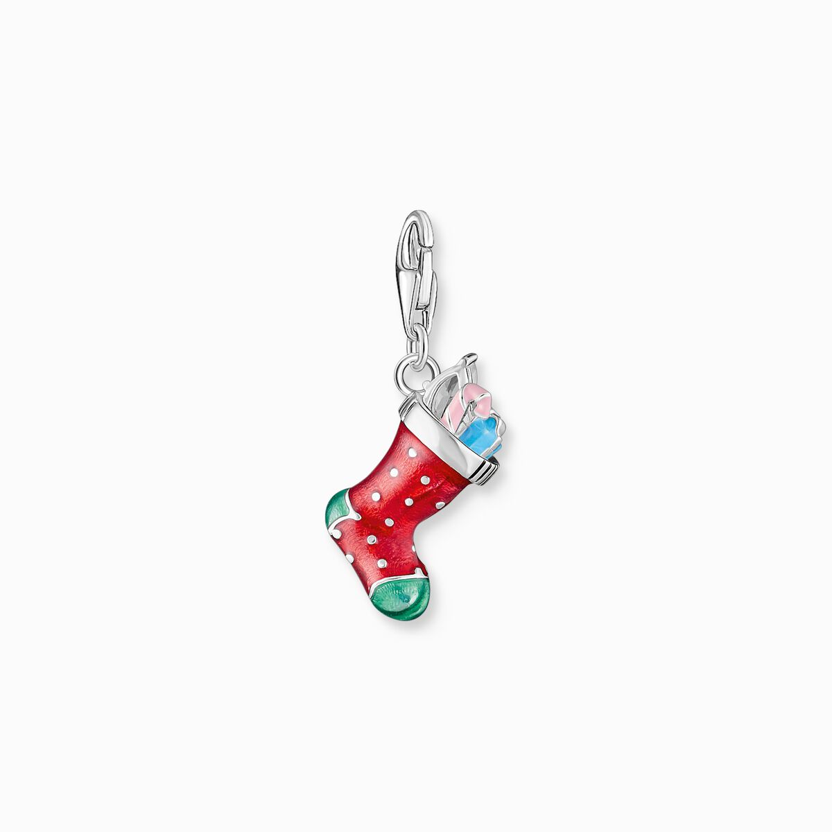Silver Christmas sock charm pendant