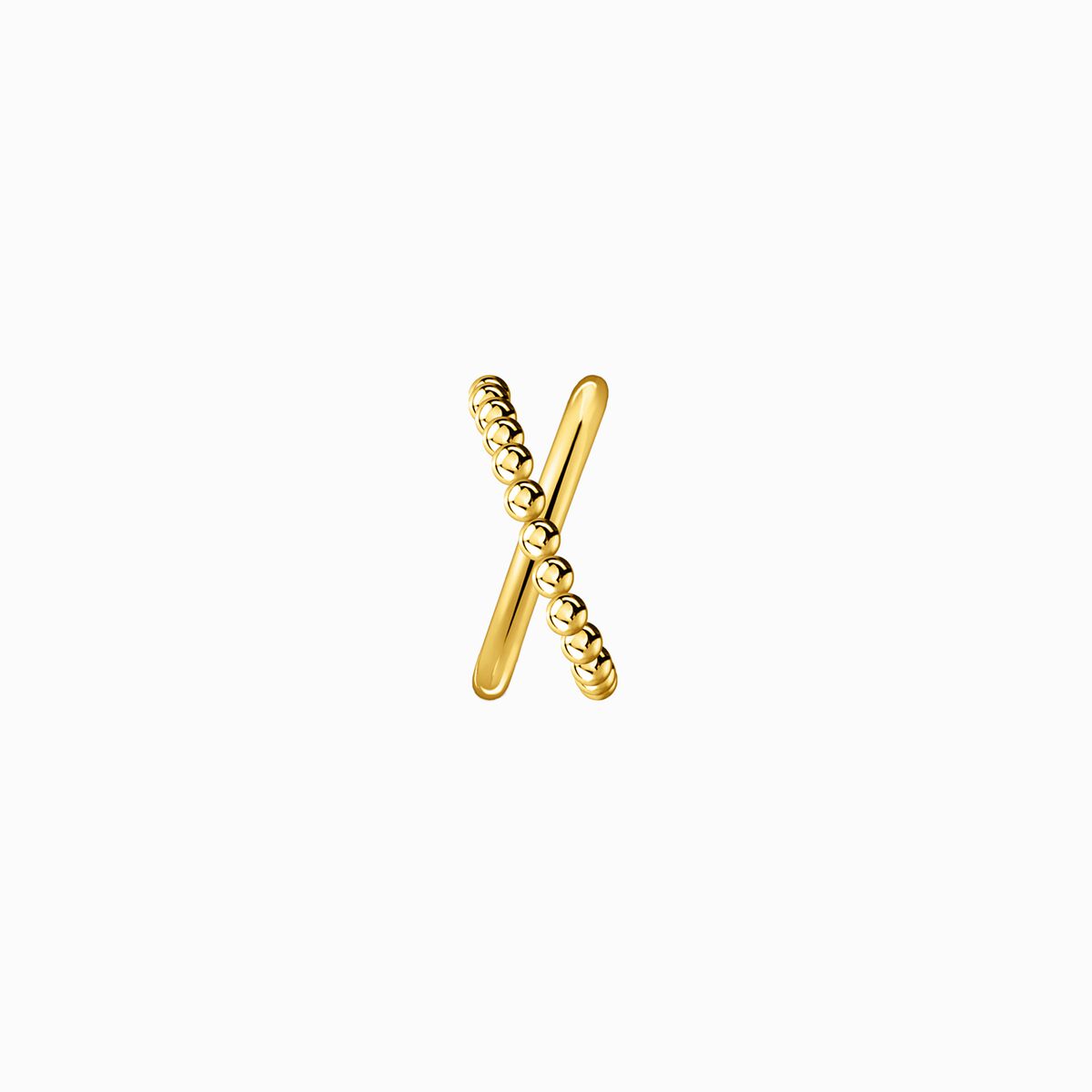 Single ear cuff criss cross dots yellow gold