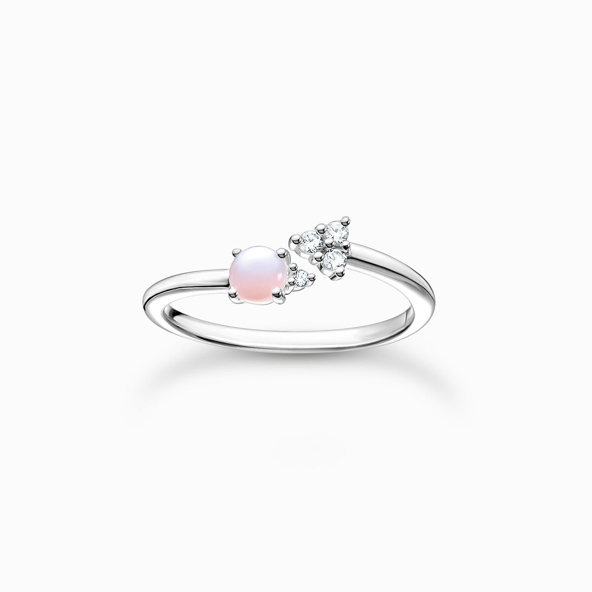 Ring arrow opal-coloured stone shimmering pink