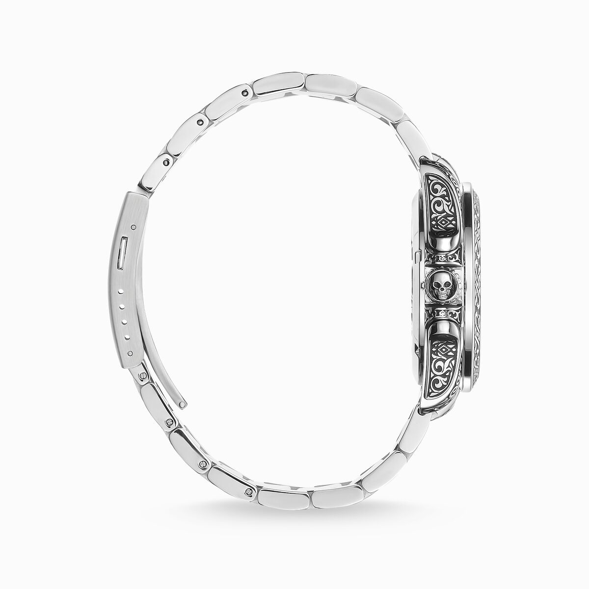 Men’s watch Rebel at Heart skull silver black