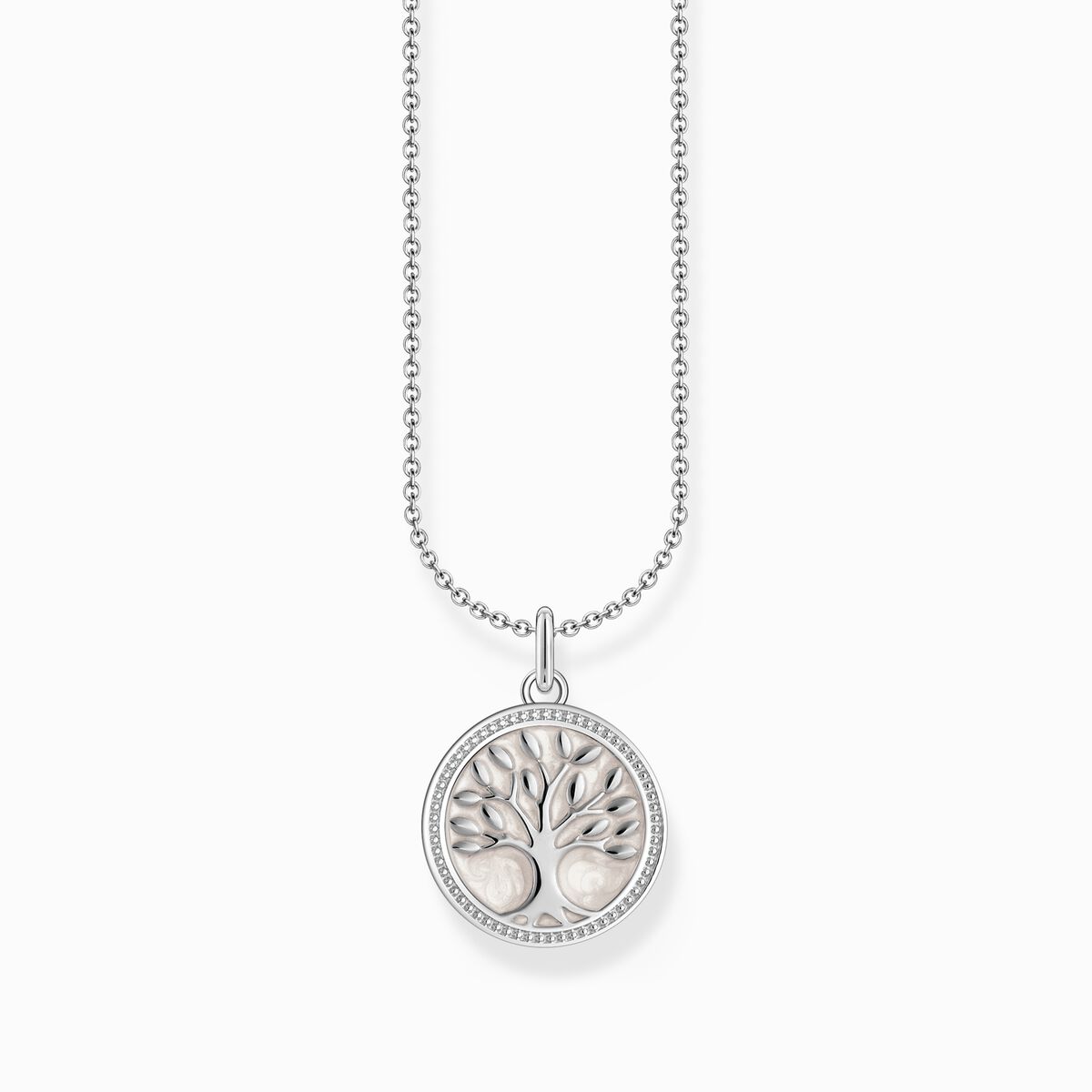 Silver necklace with tree of love pendant and cold enamel