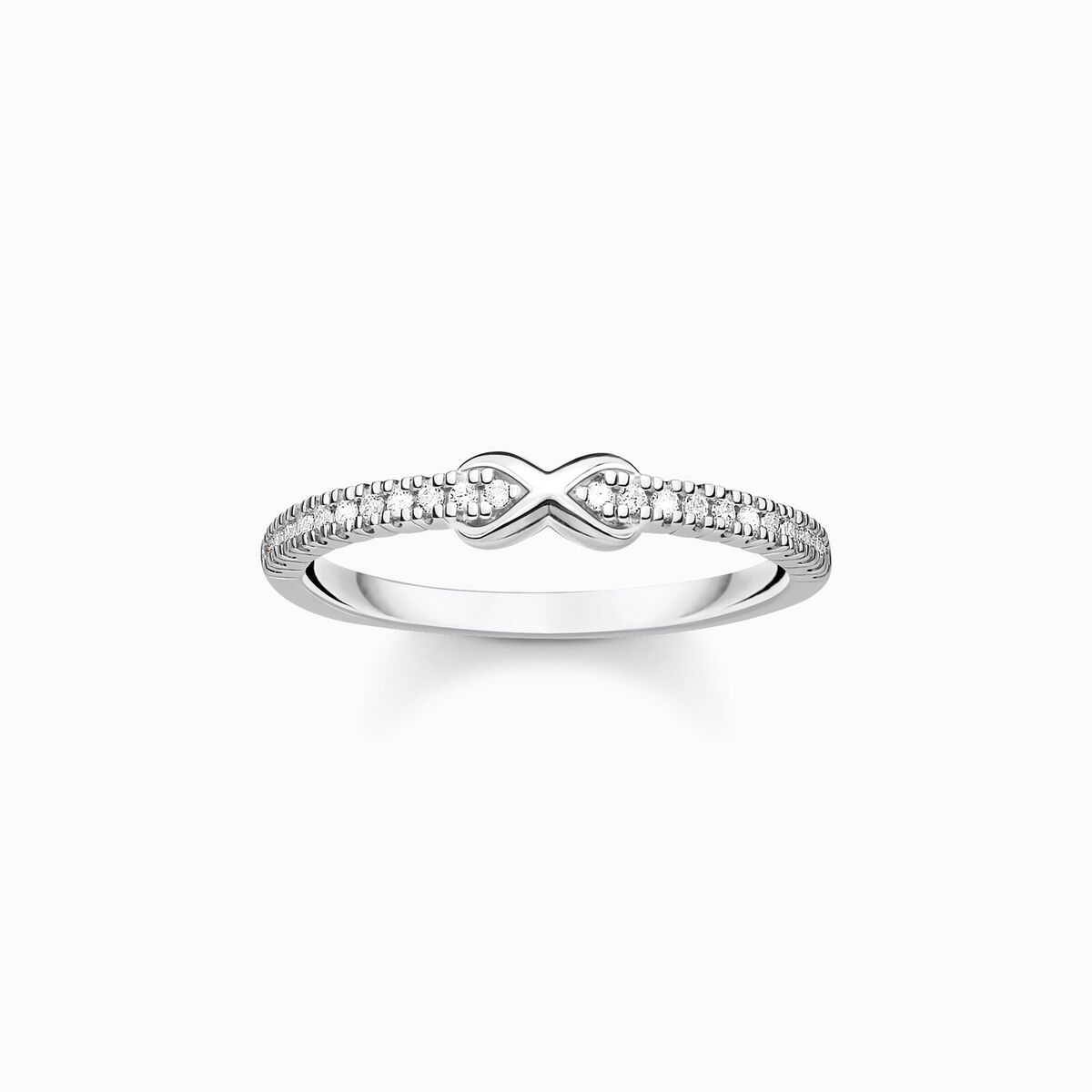 Ring infinity with white stones silver