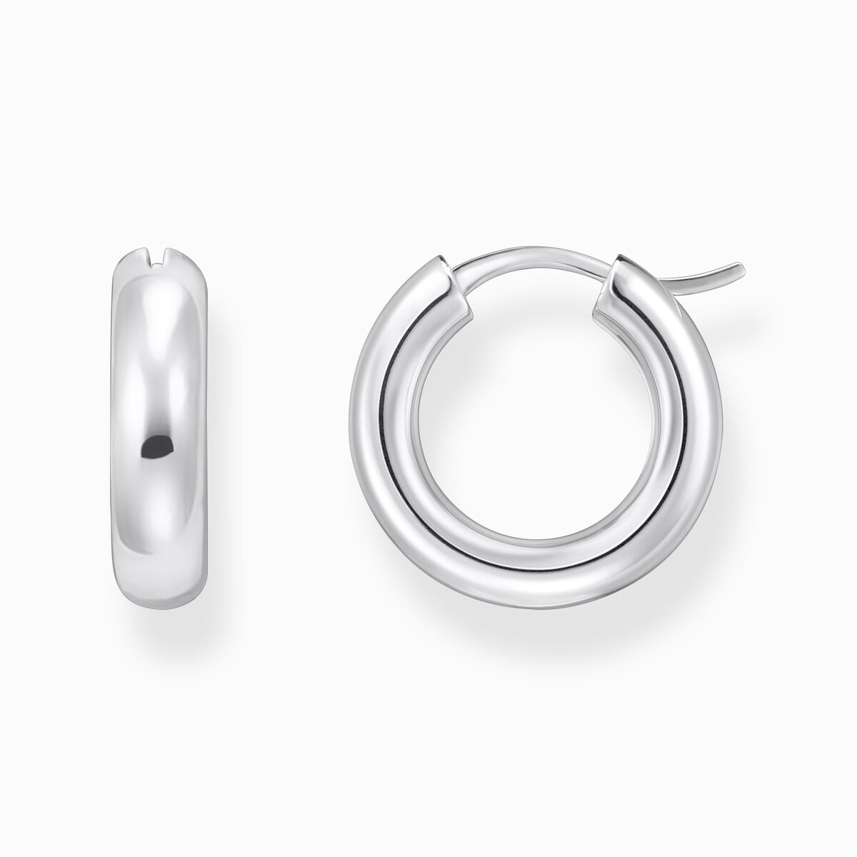Silver medium-sized hoop earrings in chunky design