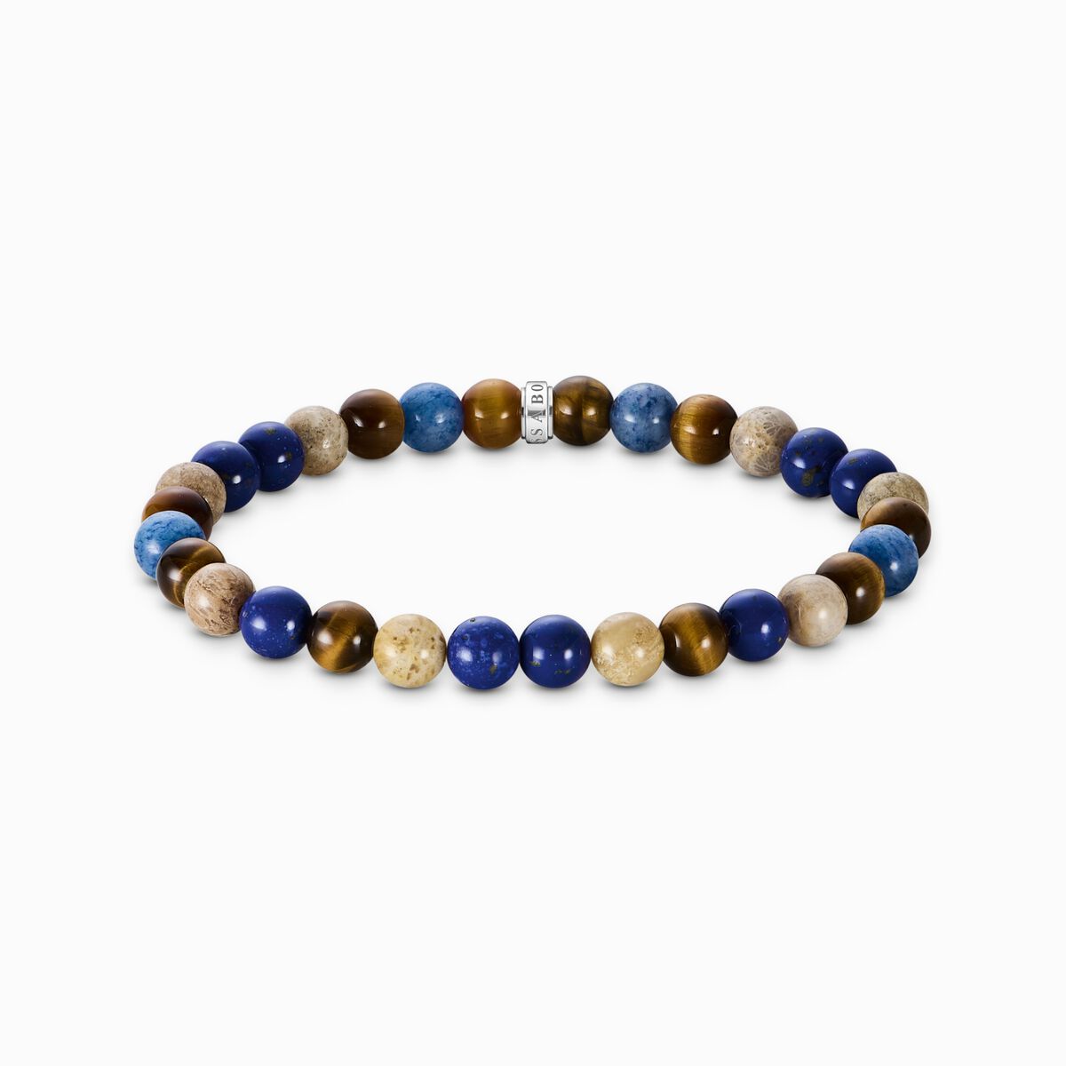 Bracelet with brown and blue beads 7 mm