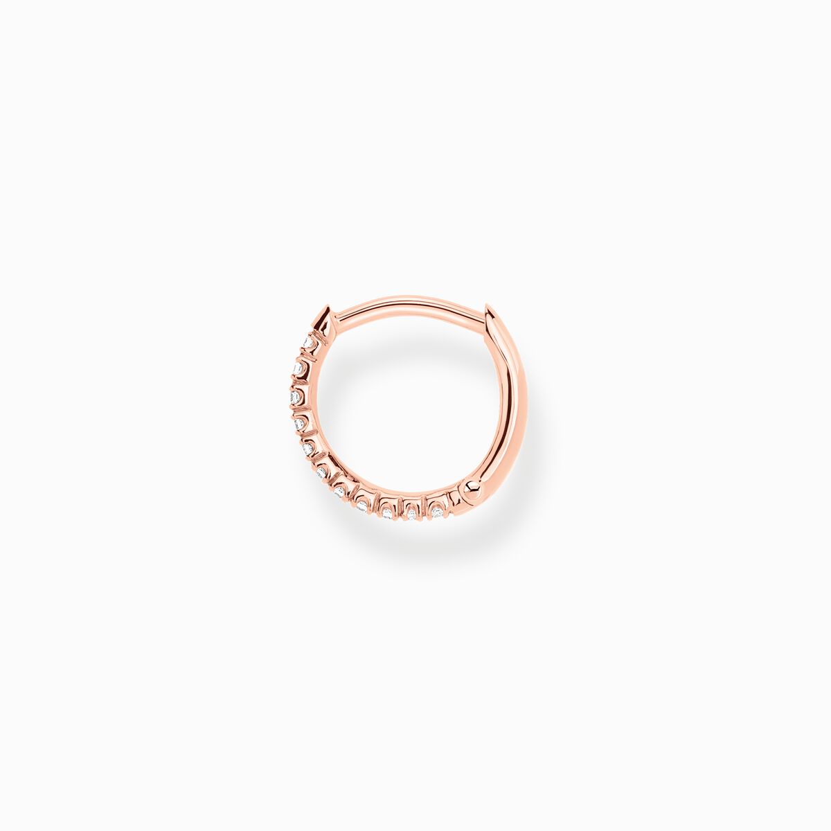 Single hoop earring white stones rose gold