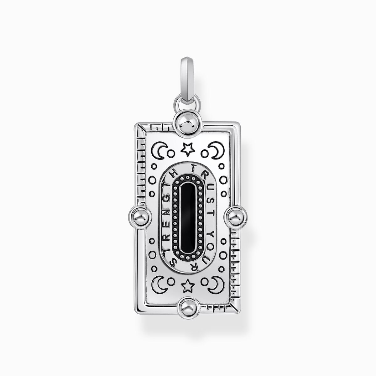 Silver pendant with a snake, black cold enamel and various stones