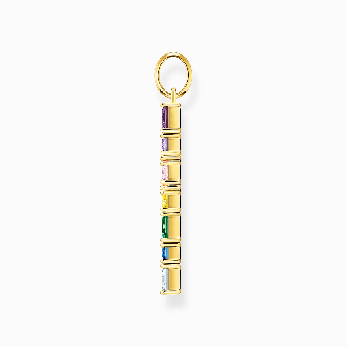 Pendant cross with colourful stones gold plated