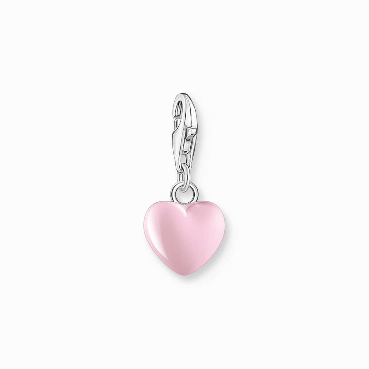 Charm pendant pink heart silver