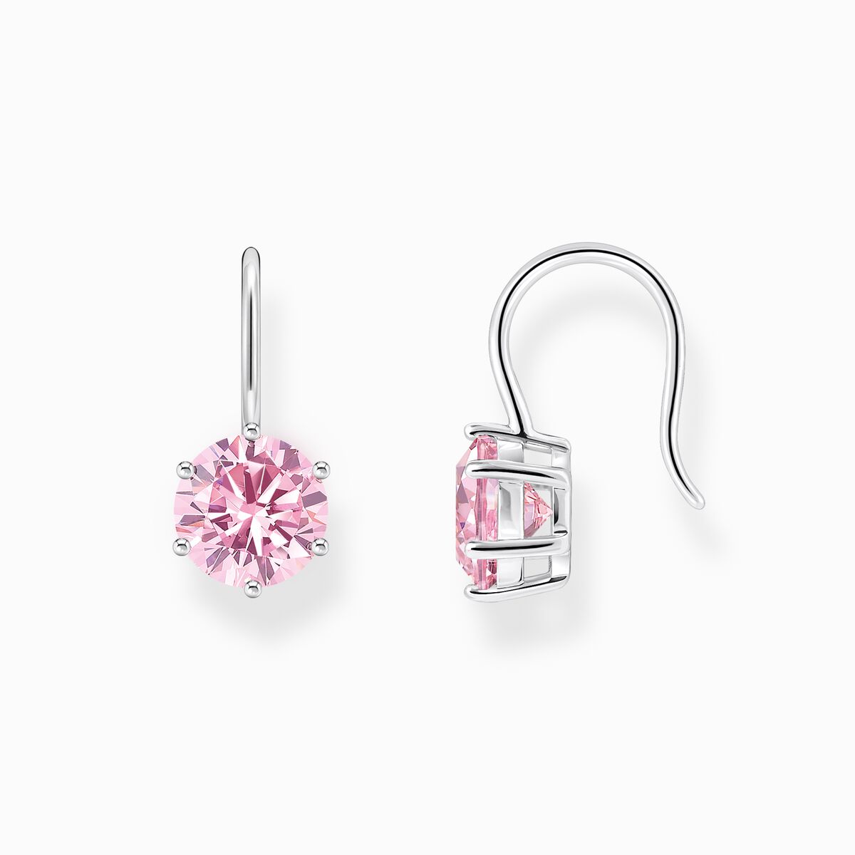 Silver earrings with pink zirconia