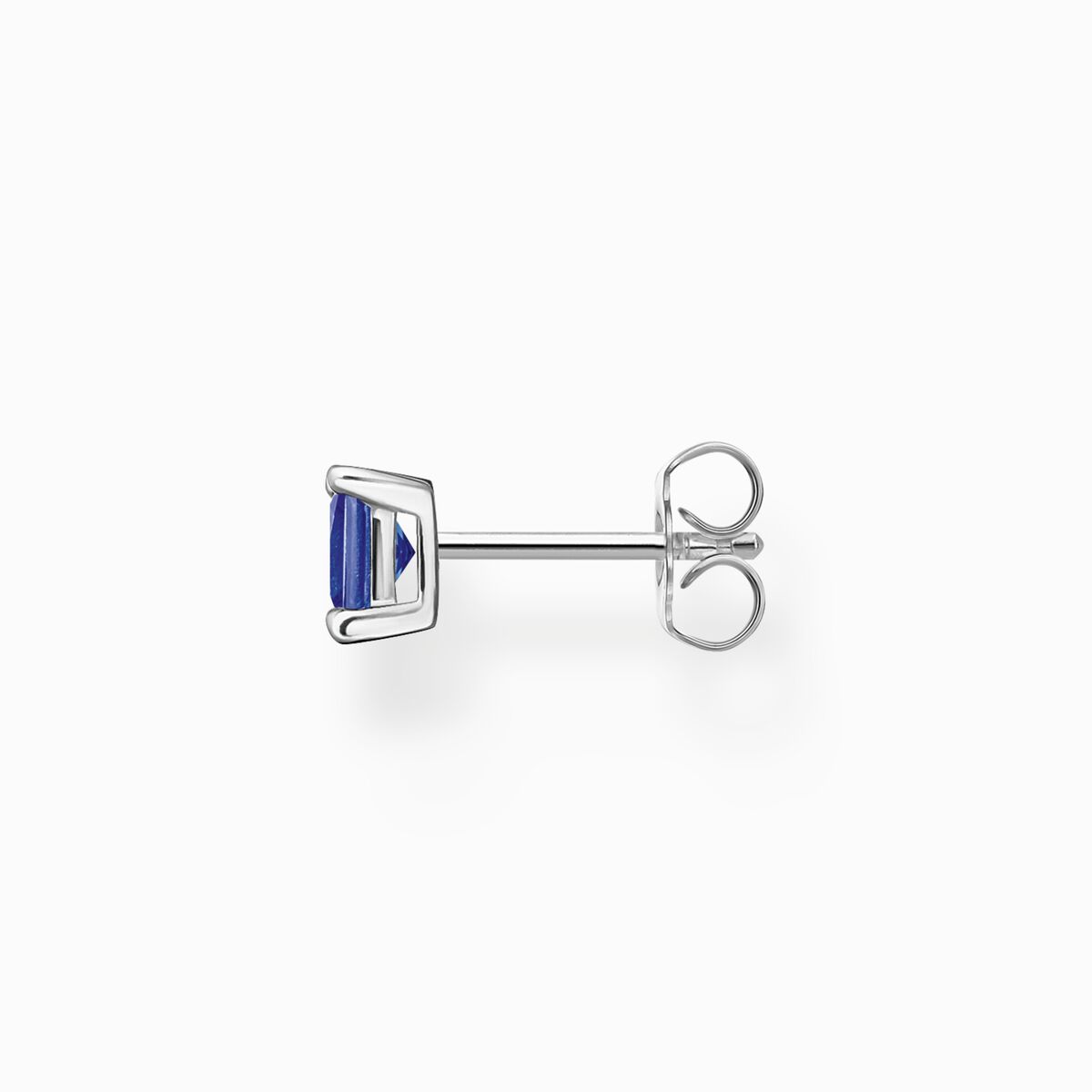 Single ear stud with blue stone silver