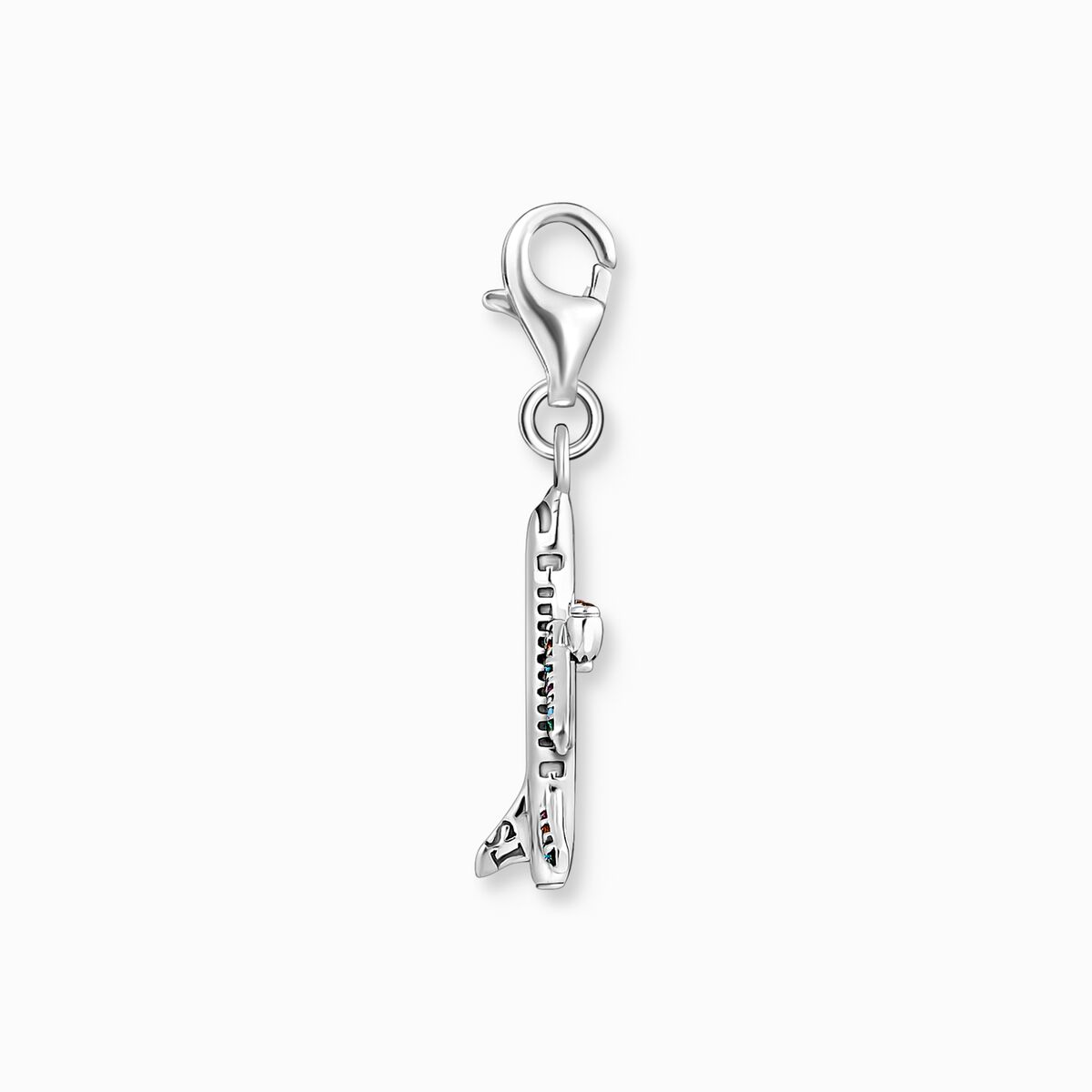 Charm pendant with colourful aeroplane silver