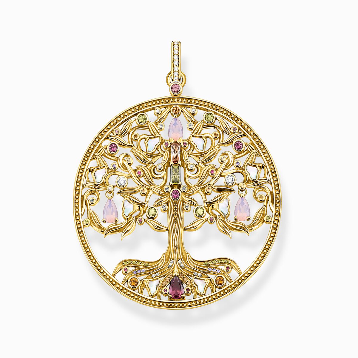 Pendant Tree of Love gold colourful stones