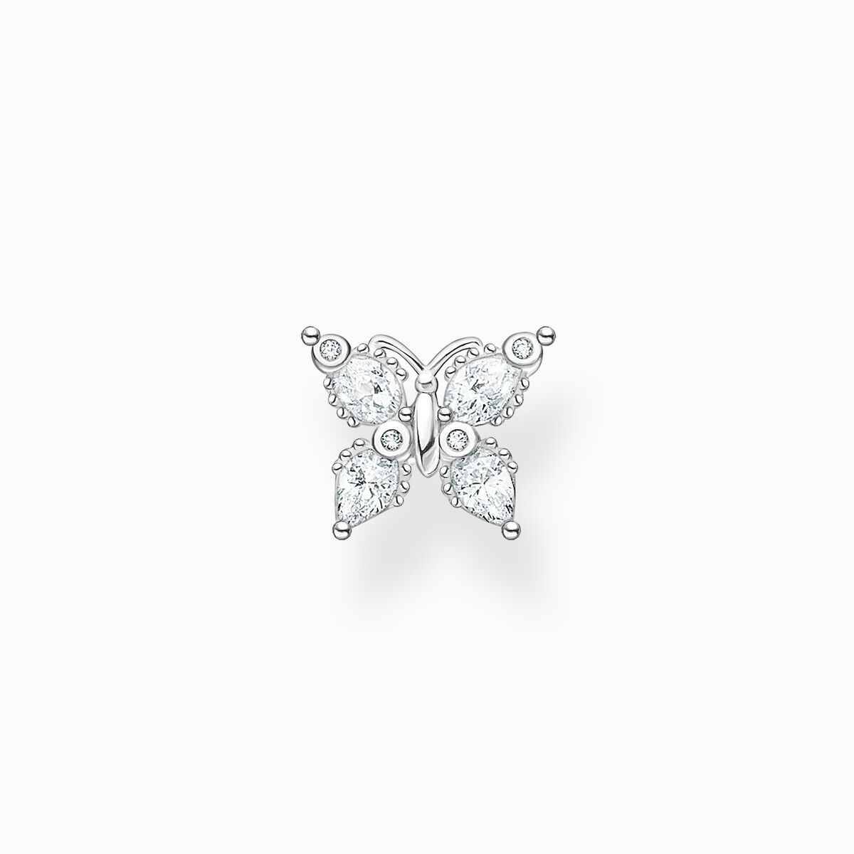 Single ear stud butterfly white stones