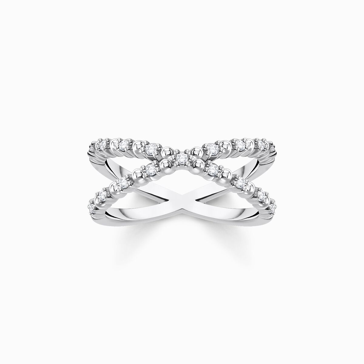 Ring dots with white stones silver