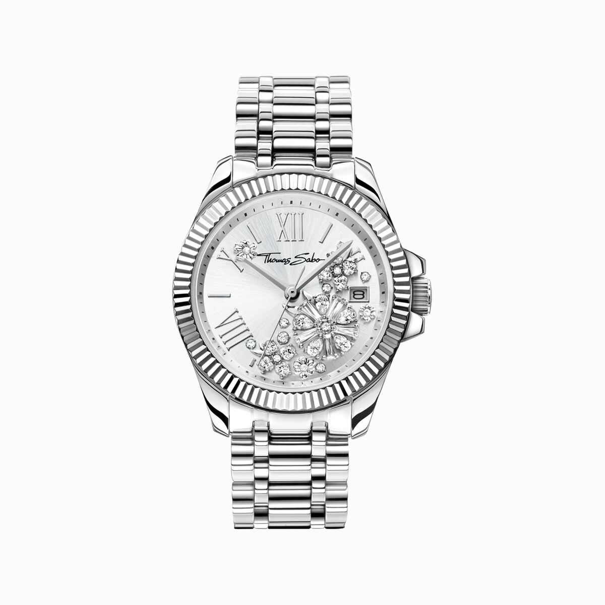 Women’s watch flowers from white stones