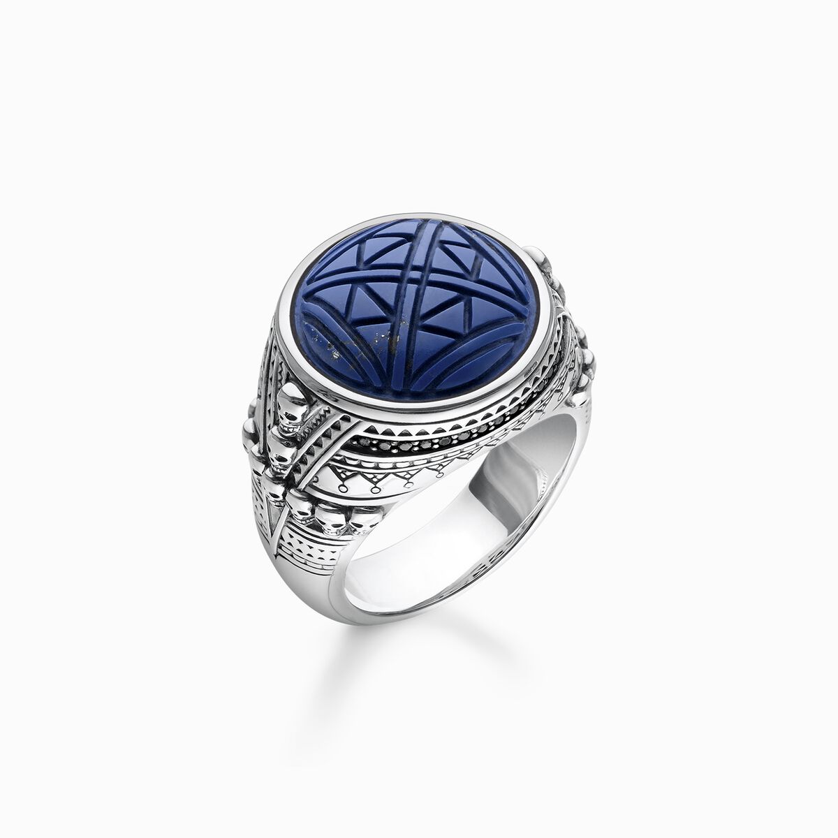 Ring ethno skulls blue