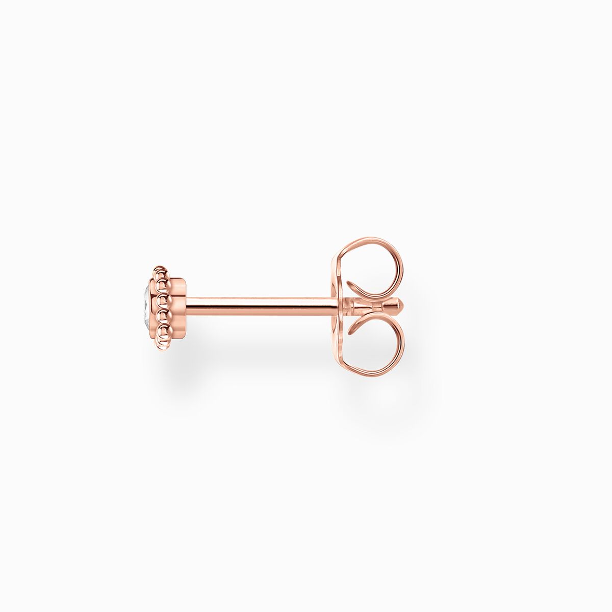 Single ear stud flower white stone rose gold