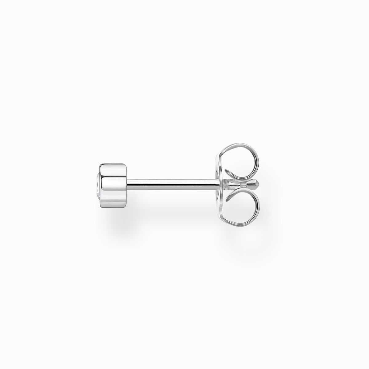 Single ear stud white stone silver