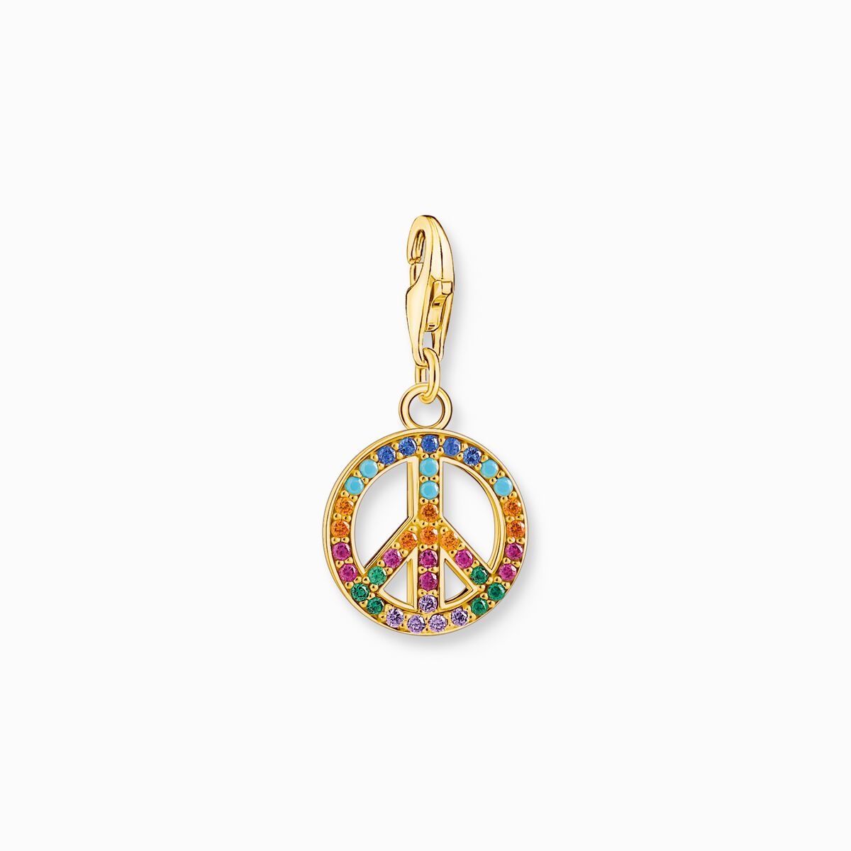 Charm pendant peace with colourful stones gold