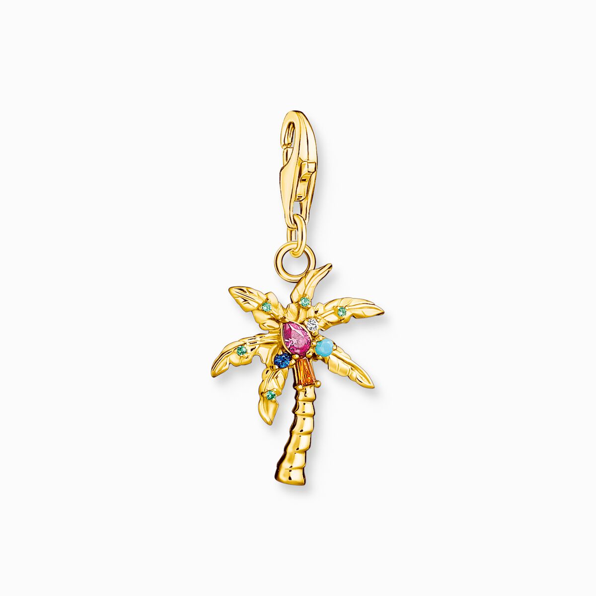 Charm pendant colourful palm tree gold plated
