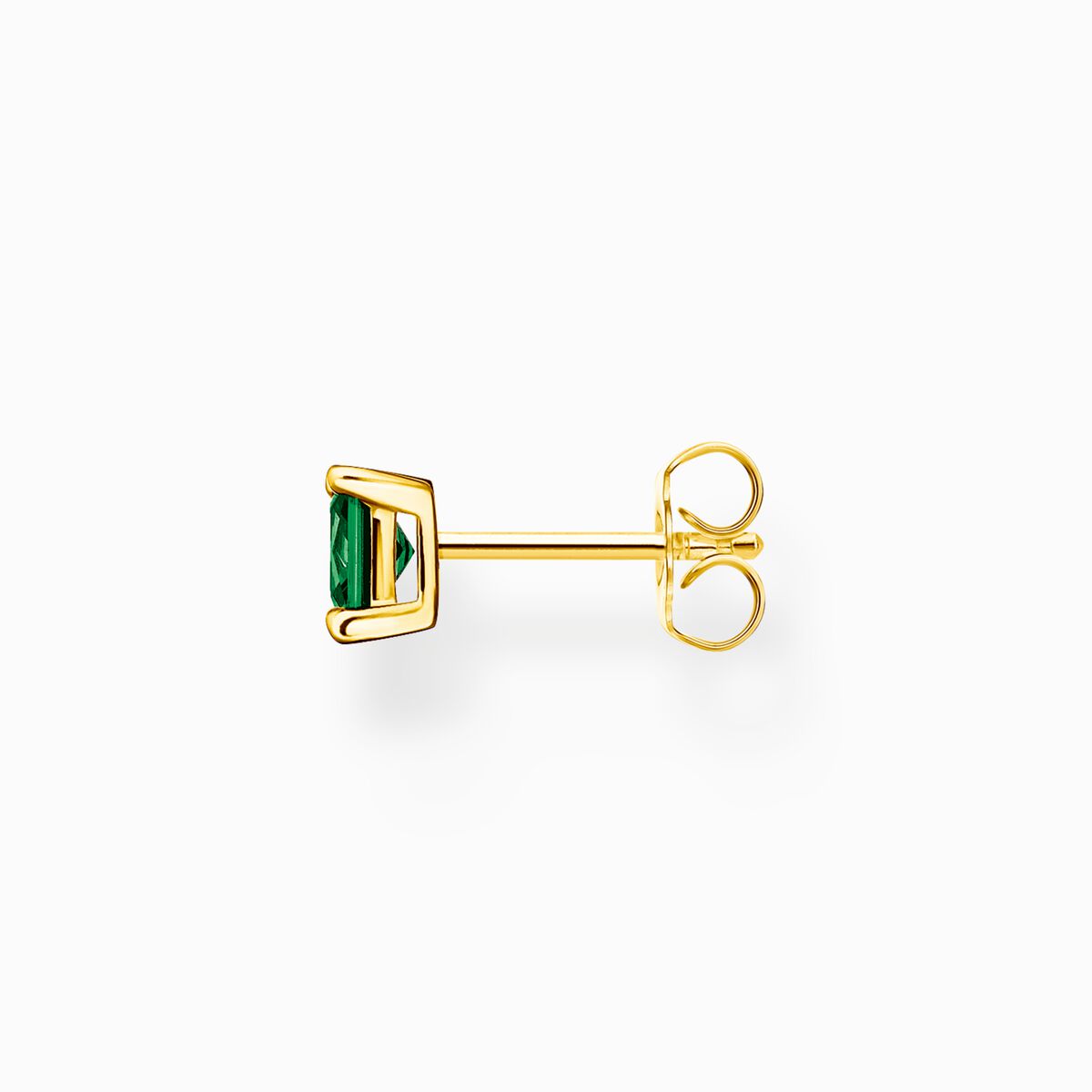 Single ear stud with green stone gold