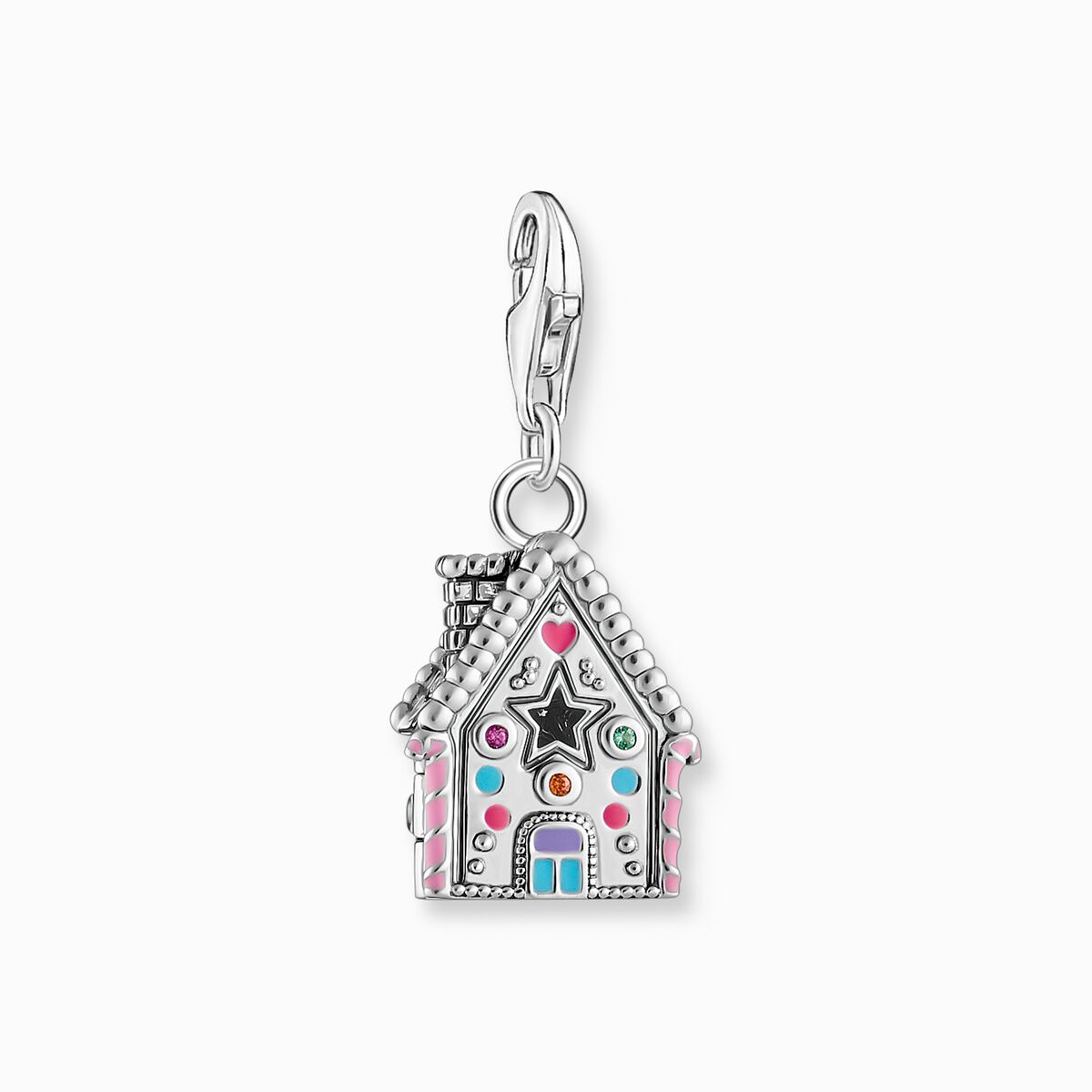 Silver gingerbread house charm pendant
