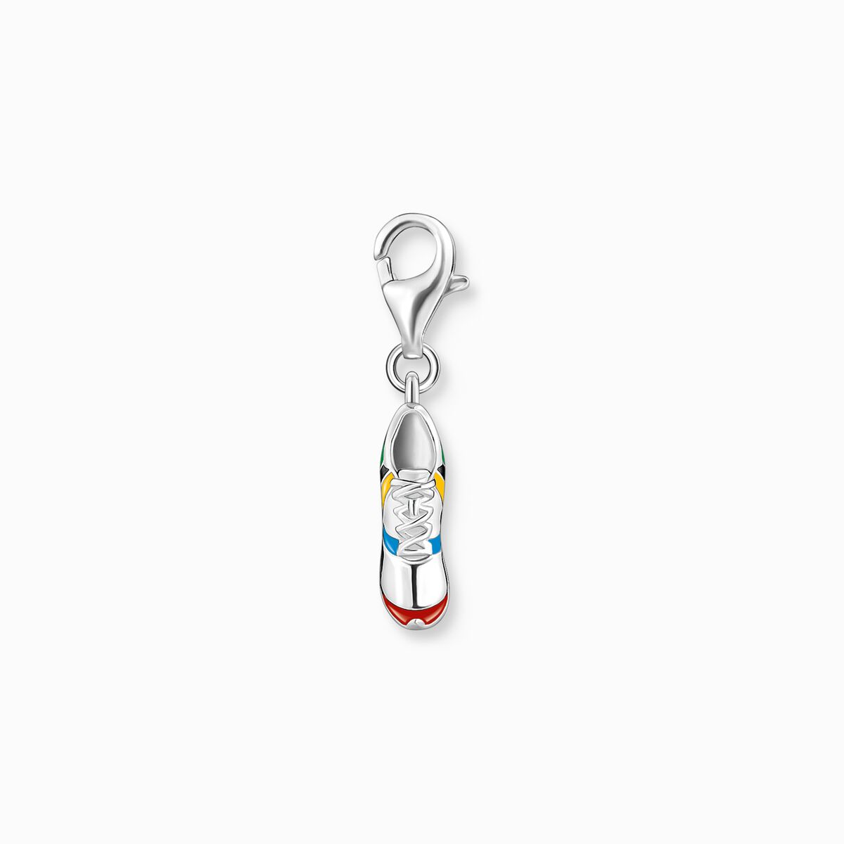 Silver charm pendant sports shoe with colourful cold enamel
