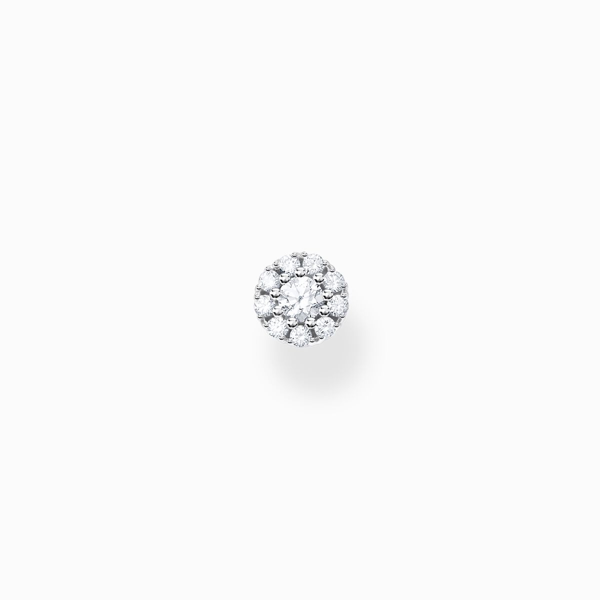 Single ear stud white stones, silver