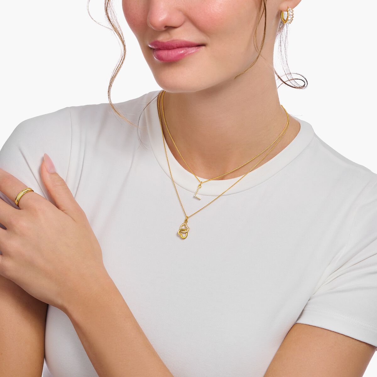Gold-plated necklace with letter pendant X and white zirconia