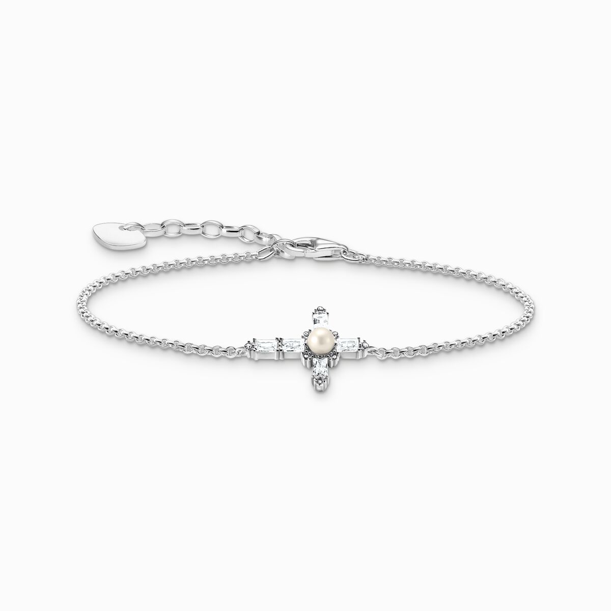 Silver bracelet with white cross Cross Romance