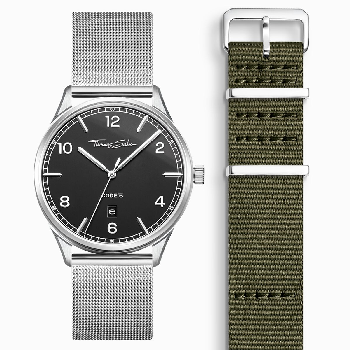SET CODE TS black watch & khaki strap