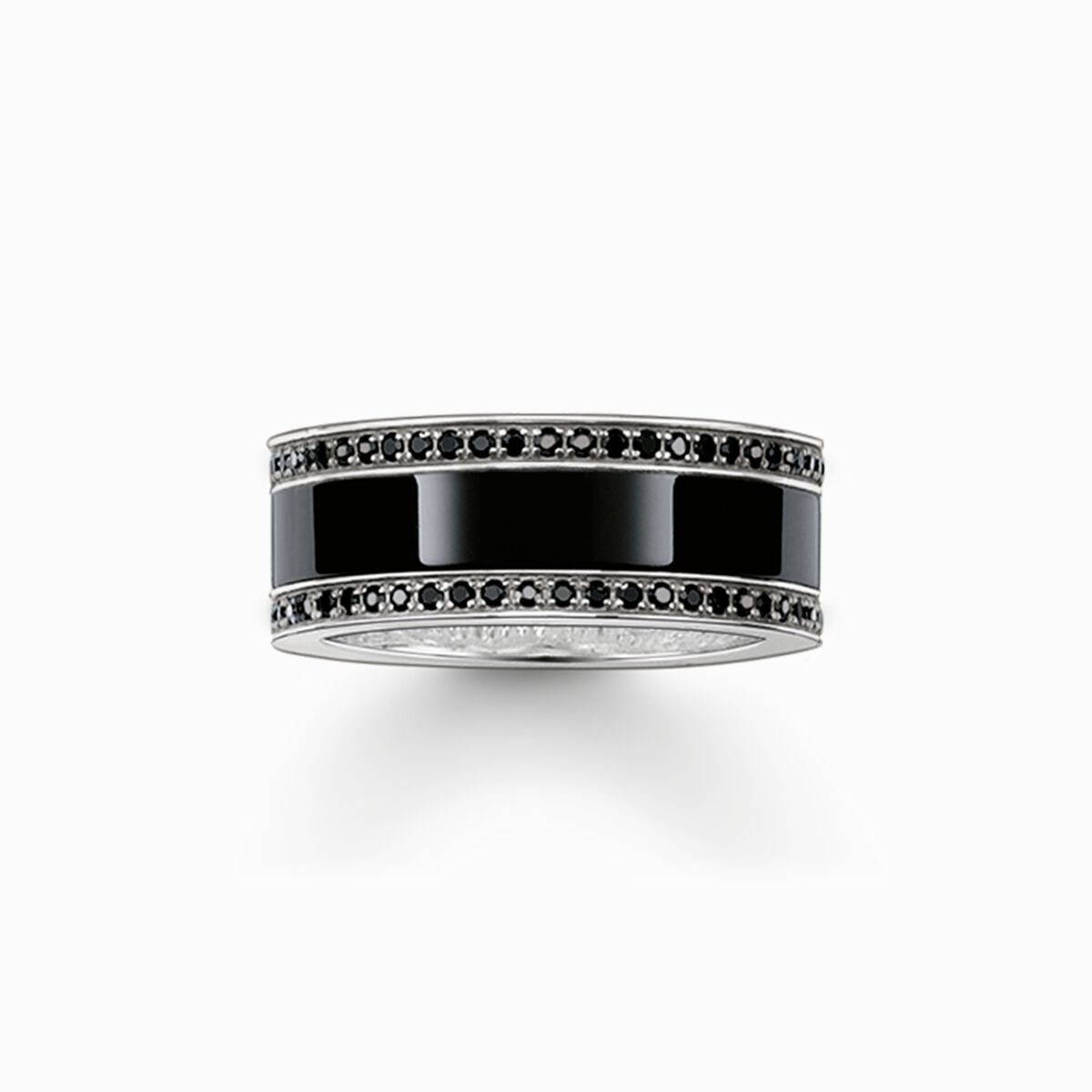 Band ring black Ceramic pavé
