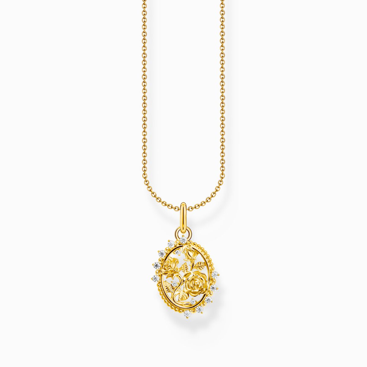 Gold-plated necklace with pendant Roses Romance
