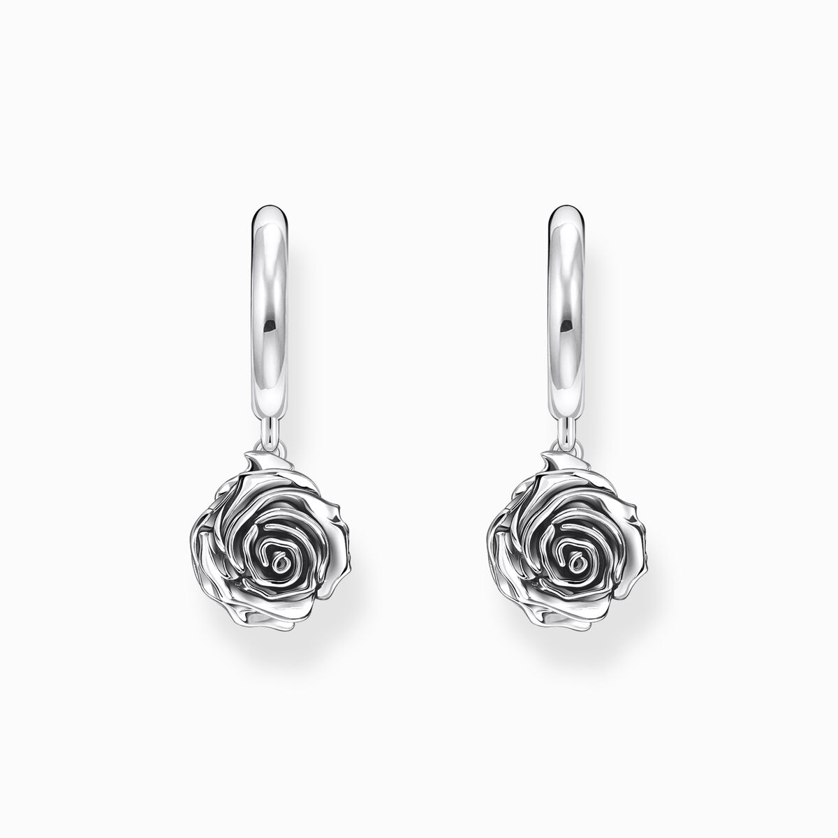 Silver hoop earrings Midnight Rose