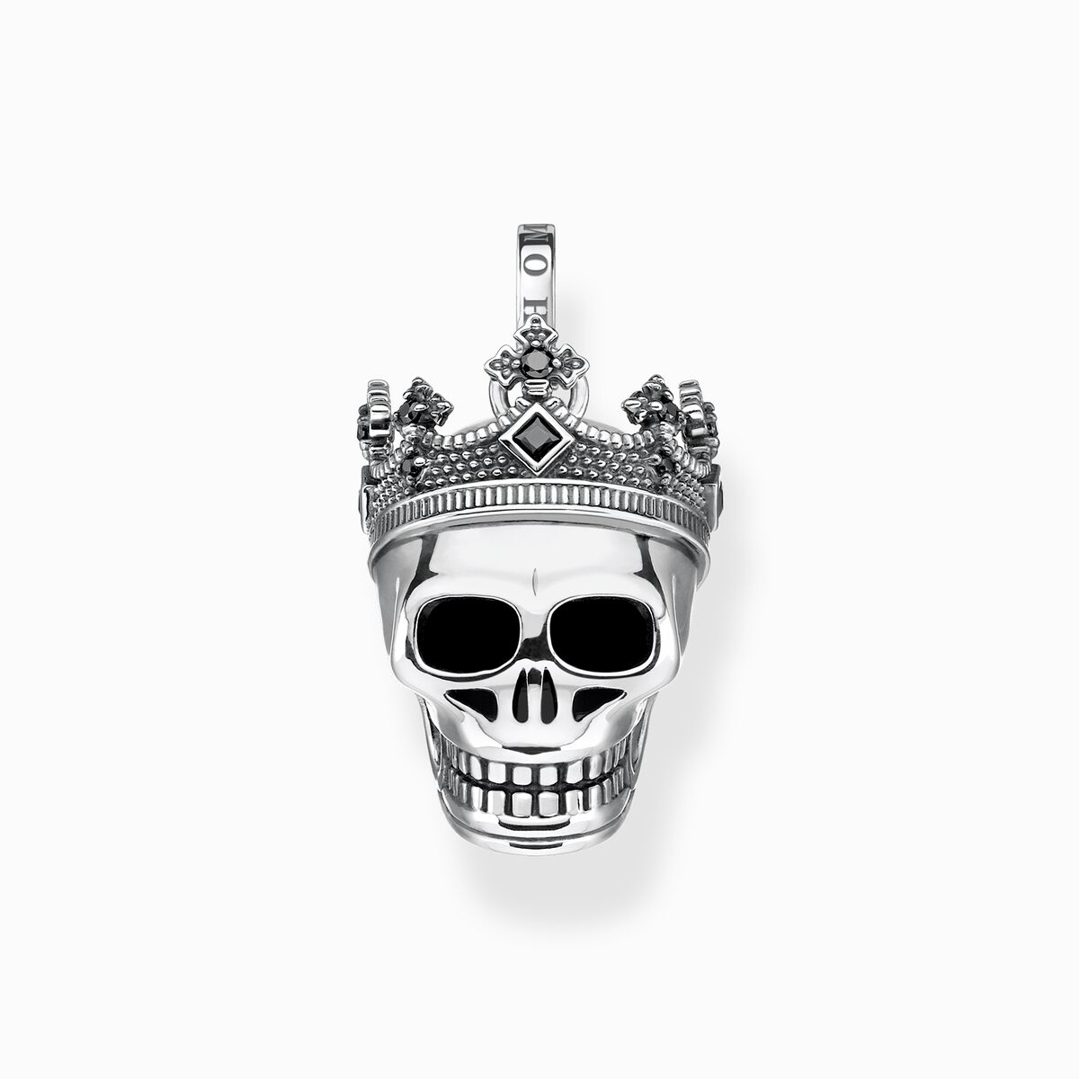 Jewellery set necklace skull with crown silver blackened
