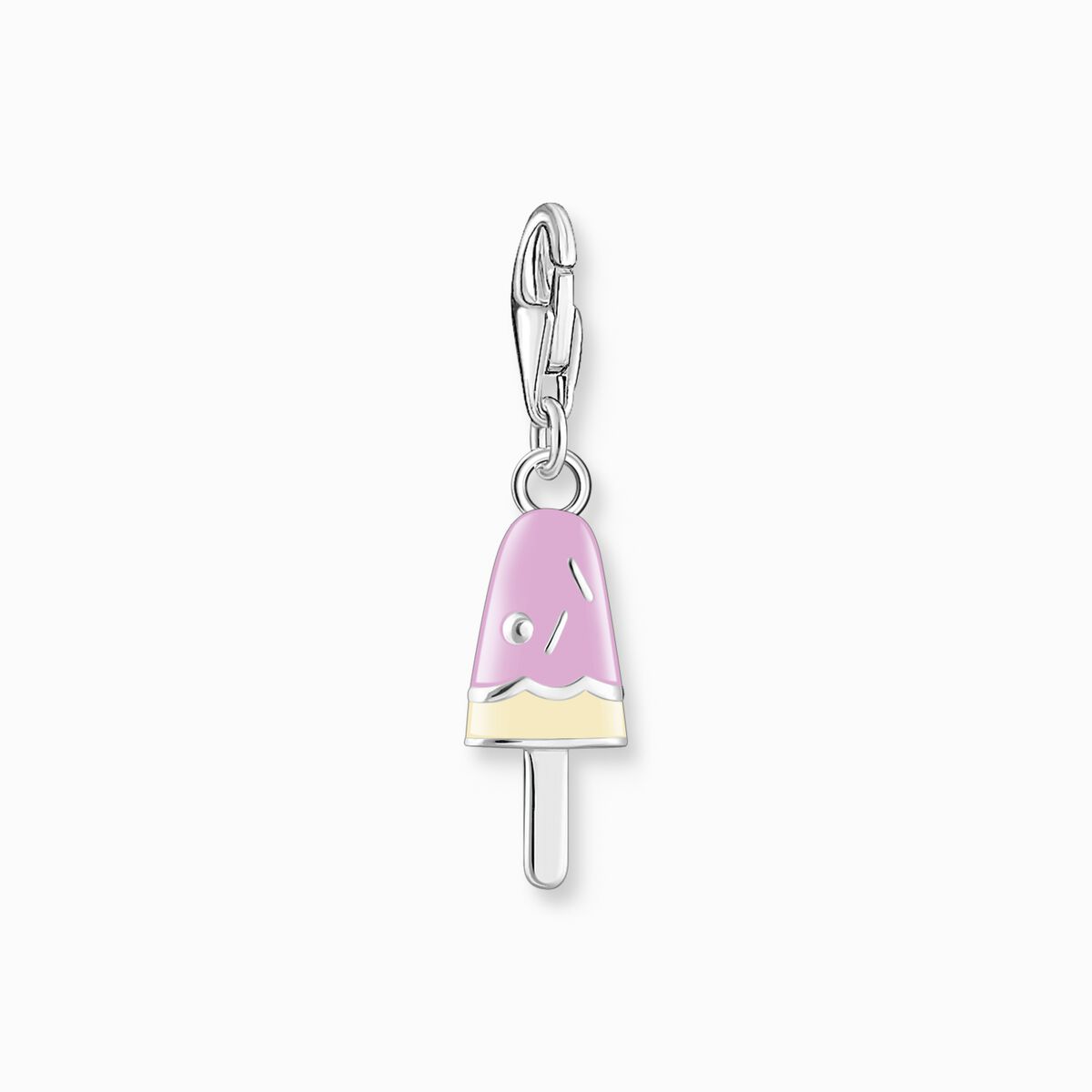 Charm pendant colorful popsicle with white stones silver