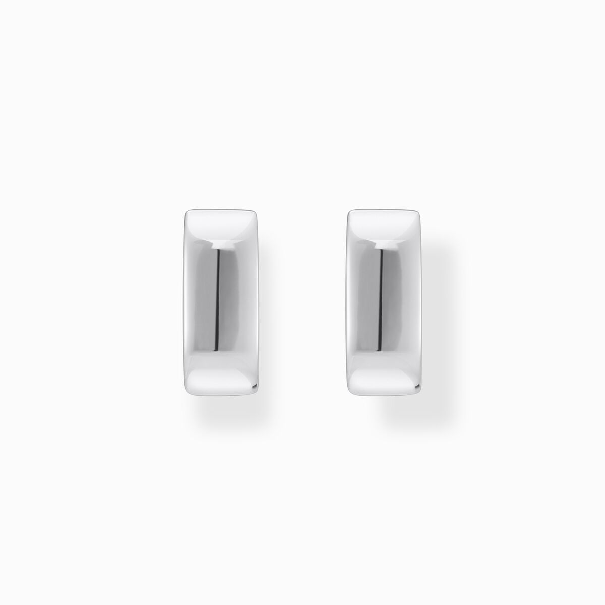 Small silver hoop earrings in angular shape