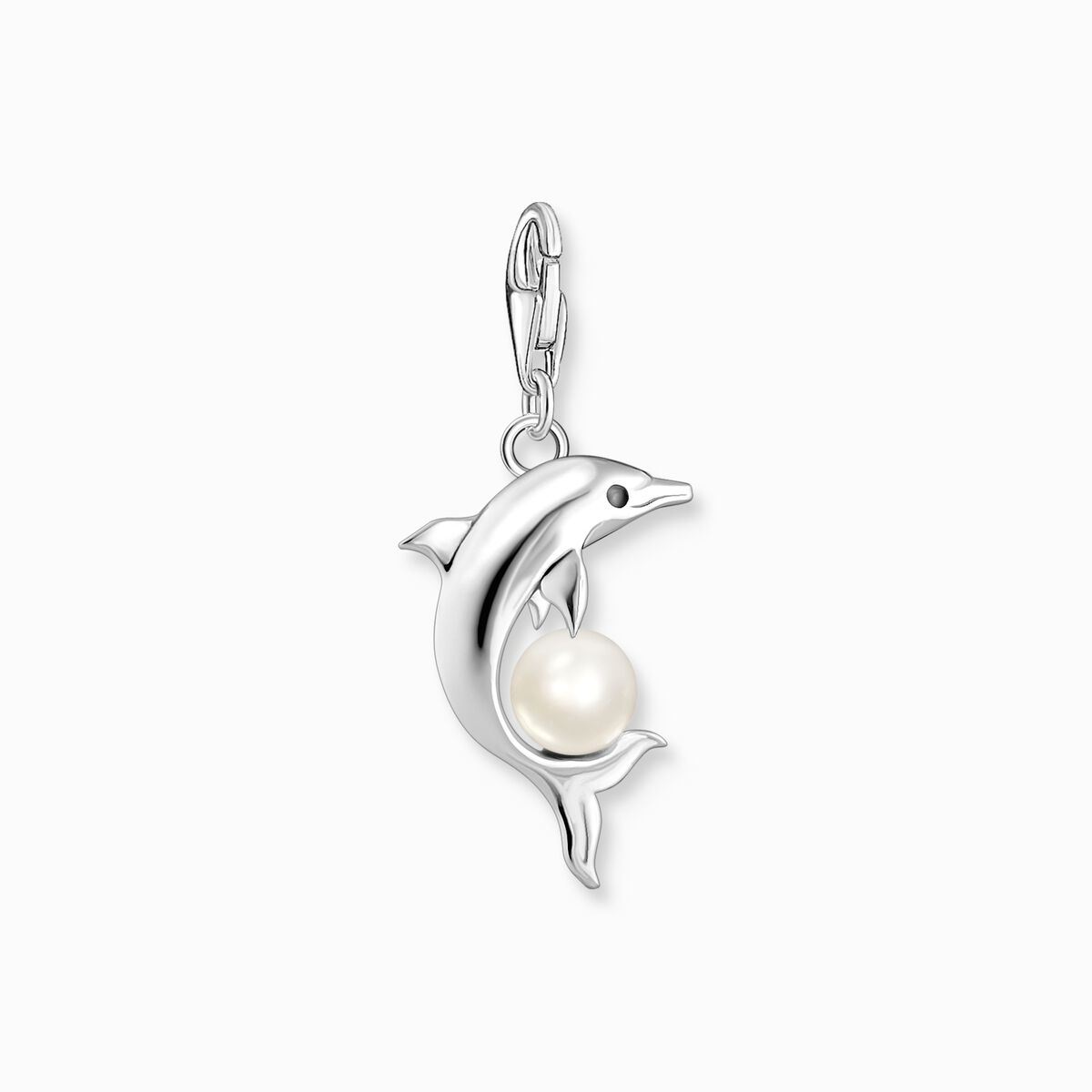 Charm pendant dolphin with pearl silver