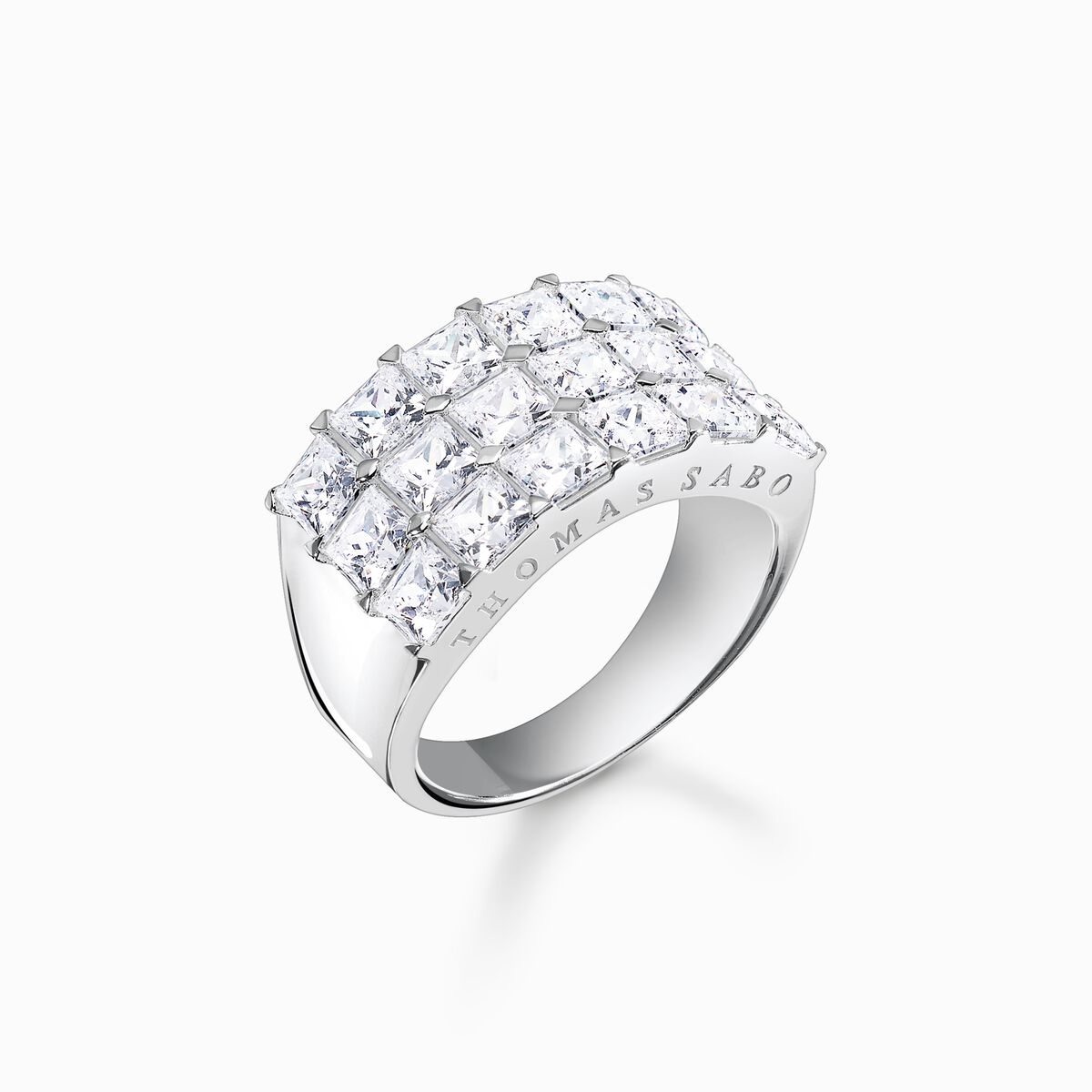 Ring white stones pavé silver