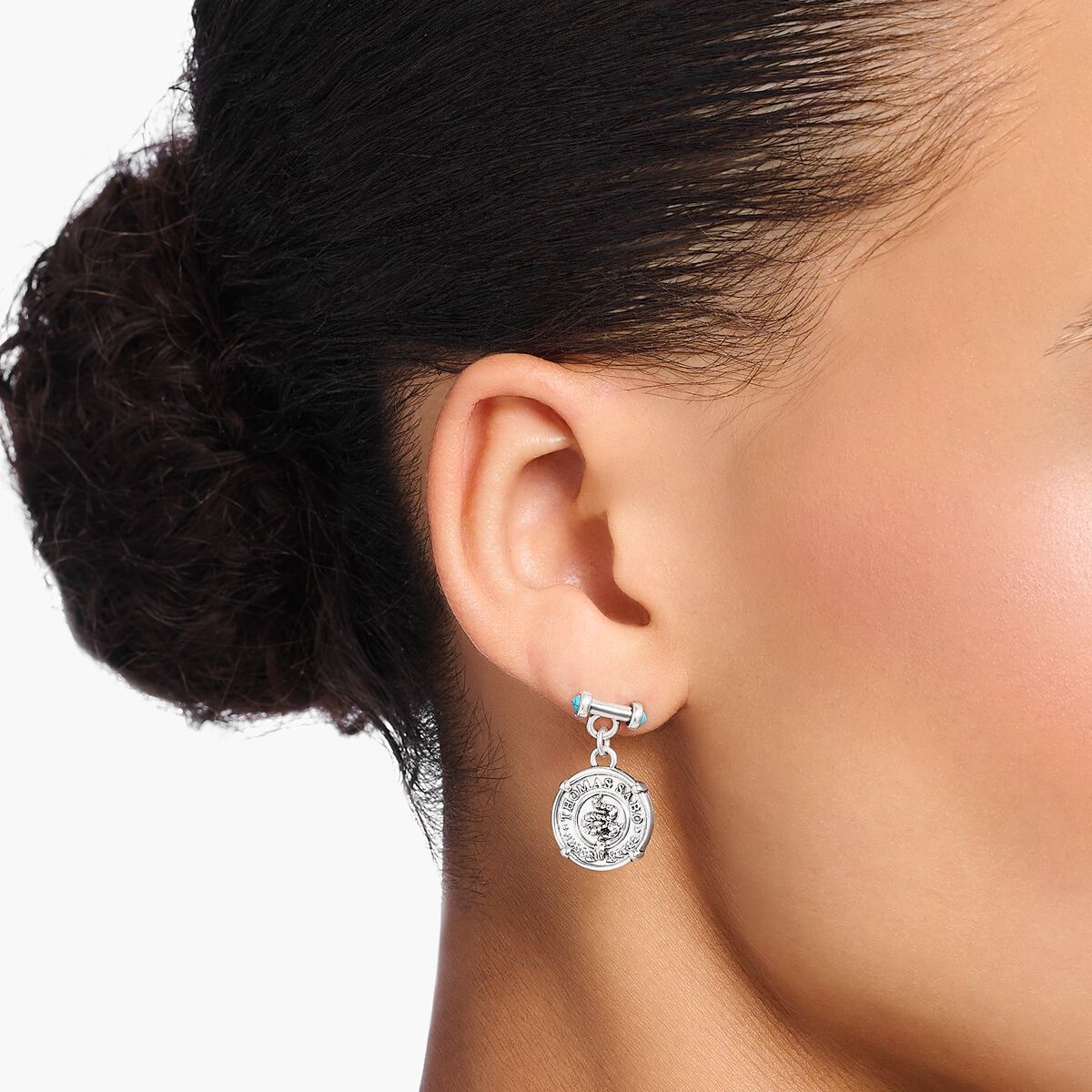 Earrings with disc silver