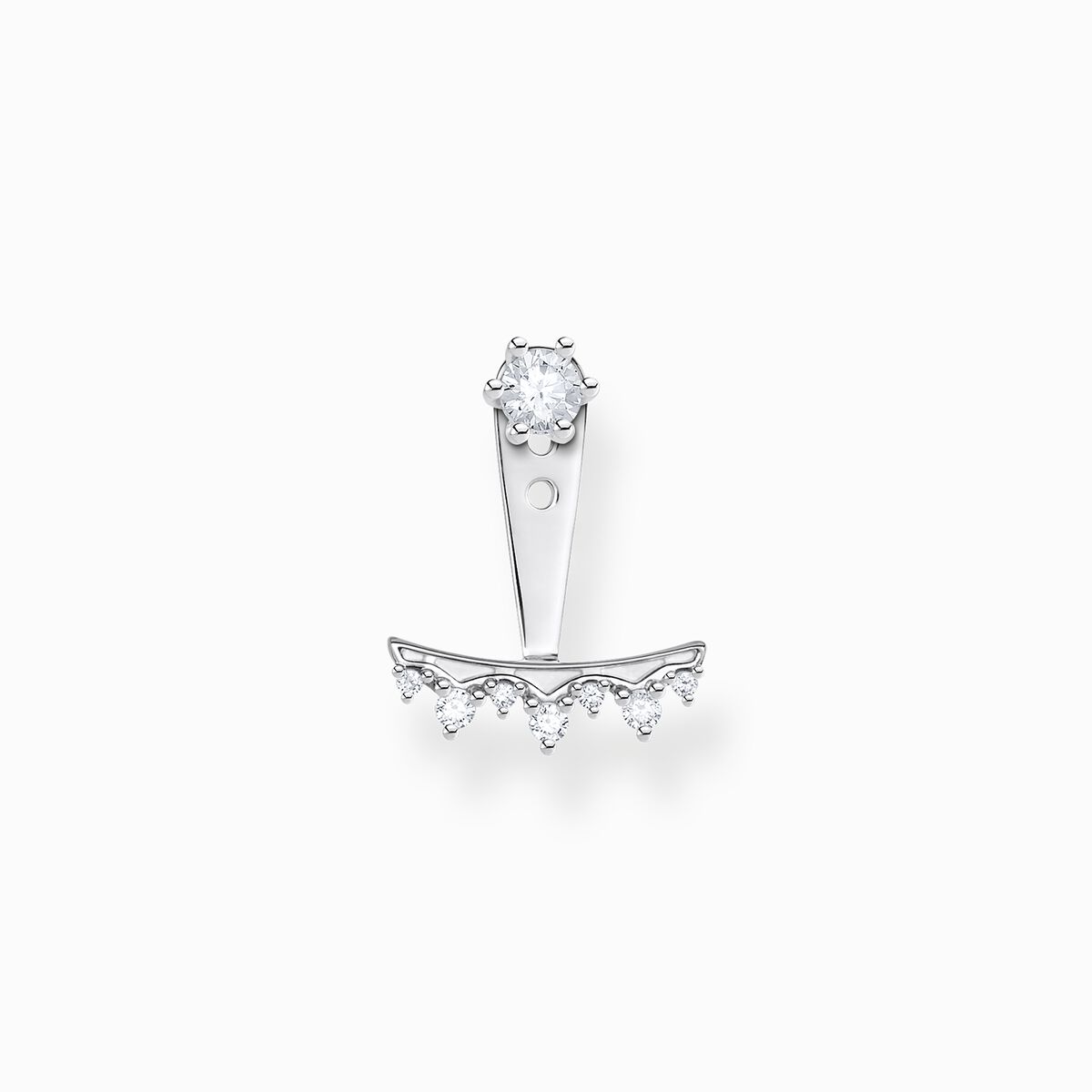 Single ear stud white stones, silver