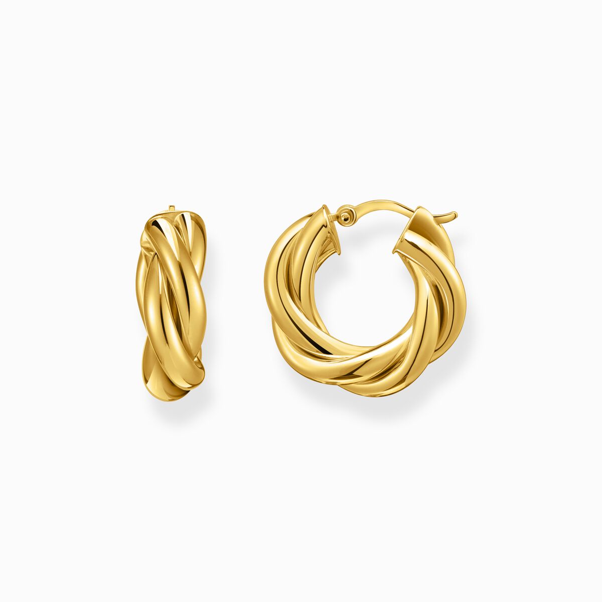 Gold-plated hoop earrings in intertwined design