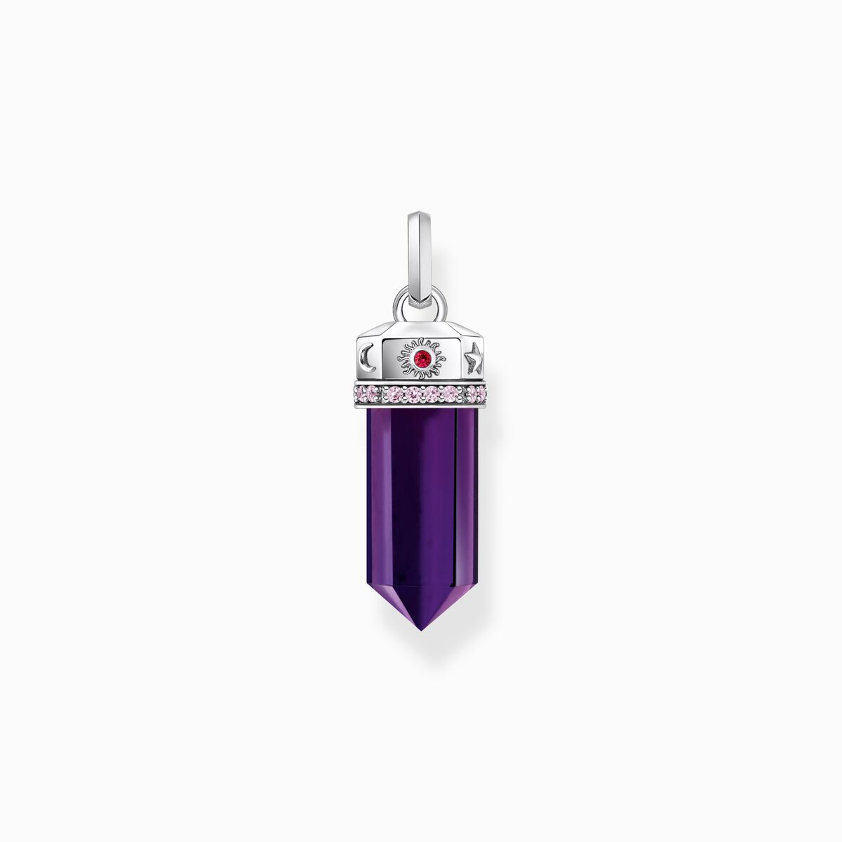 Silver blackened pendant with imitation amethyst