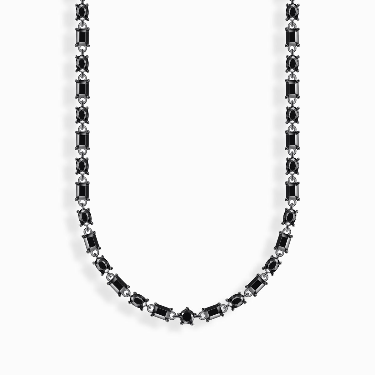 Silver choke necklace with black zirconia