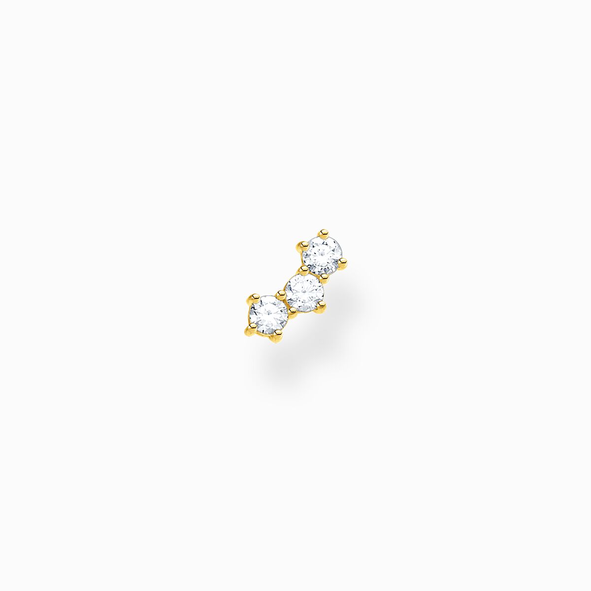 Single ear stud white stones gold