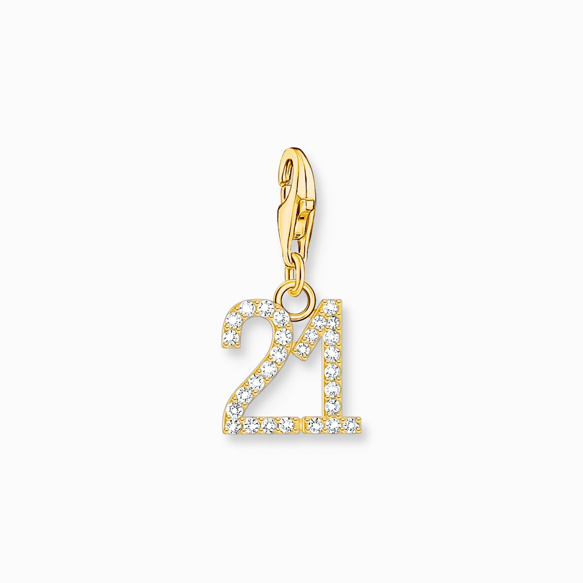 Gold-plated charm pendant number 21 with zirconia