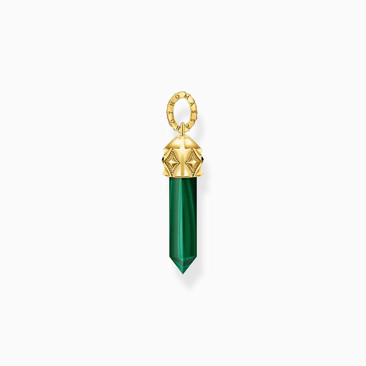 Gold-plated pendant with hexagon-cut green malachite