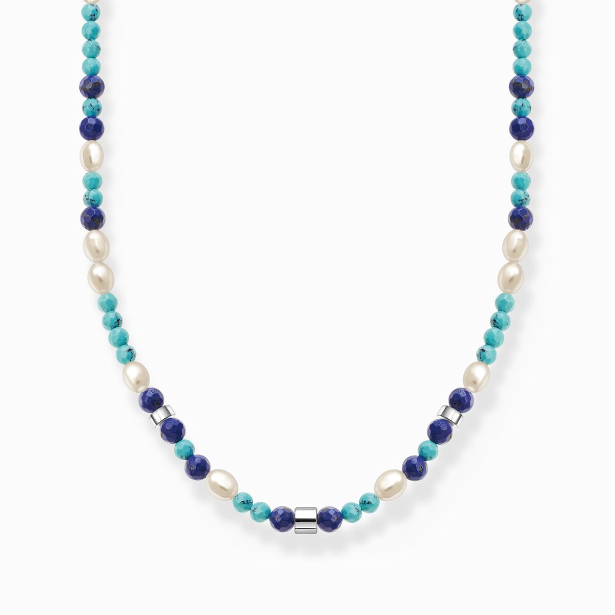 Necklace with blue stones and pearls