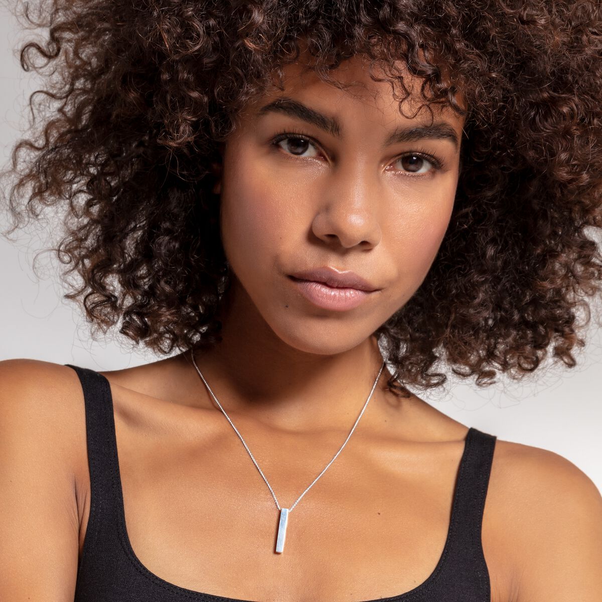 Necklace silver cuboid